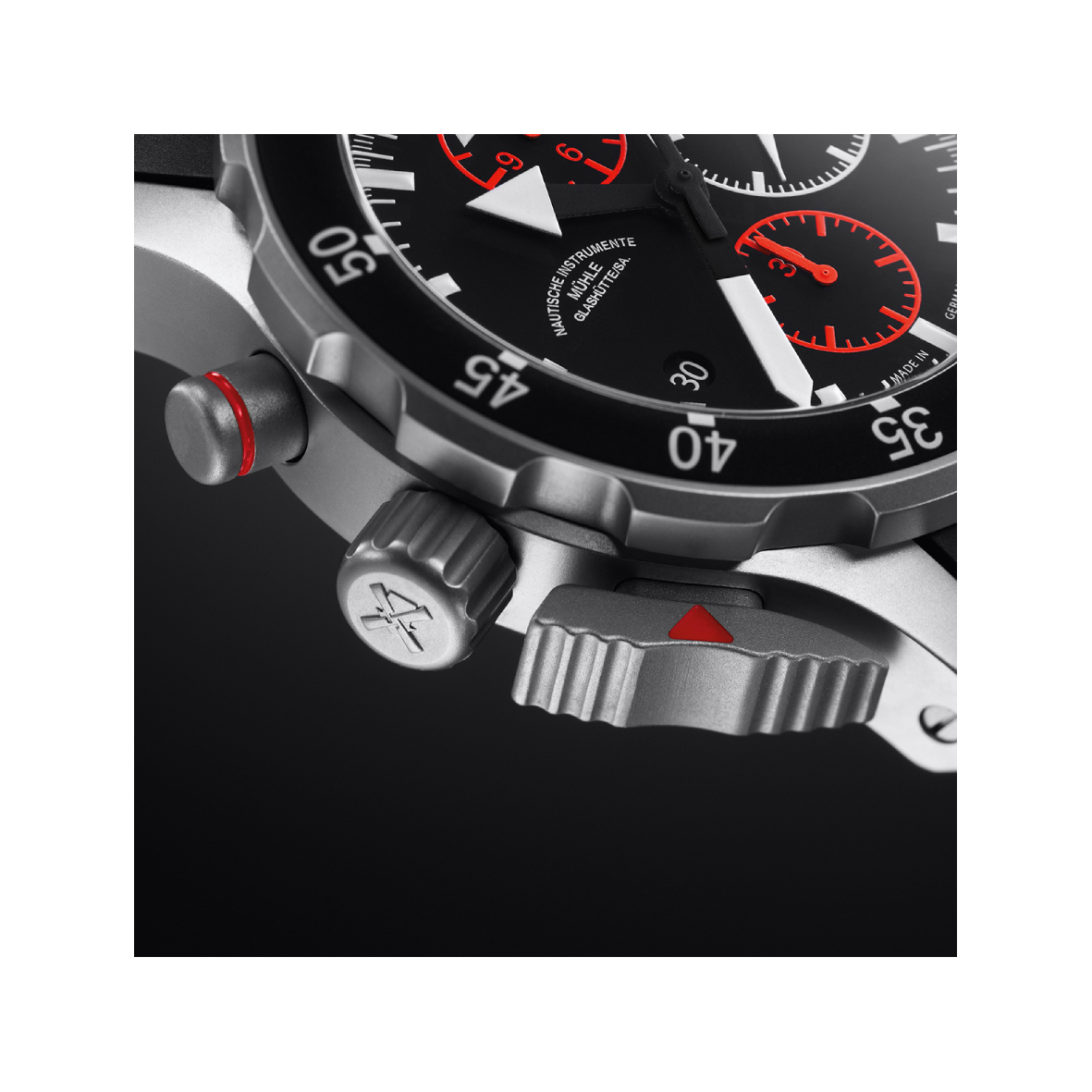 Men's watch / unisex MÜHLE-GLASHÜTTE, S.A.R. Flieger-Chronograph / 45 mm, SKU: M1-41-33-KB | watchphilosophy.co.uk
