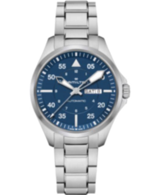 Men's watch / unisex HAMILTON, Khaki Aviation Pilot Day Date Auto / 42mm, SKU: H64635140 | watchphilosophy.co.uk