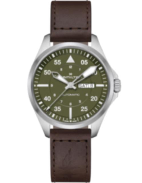 Men's watch / unisex HAMILTON, Khaki Aviation Pilot Day Date Auto / 42mm, SKU: H64635560 | watchphilosophy.co.uk