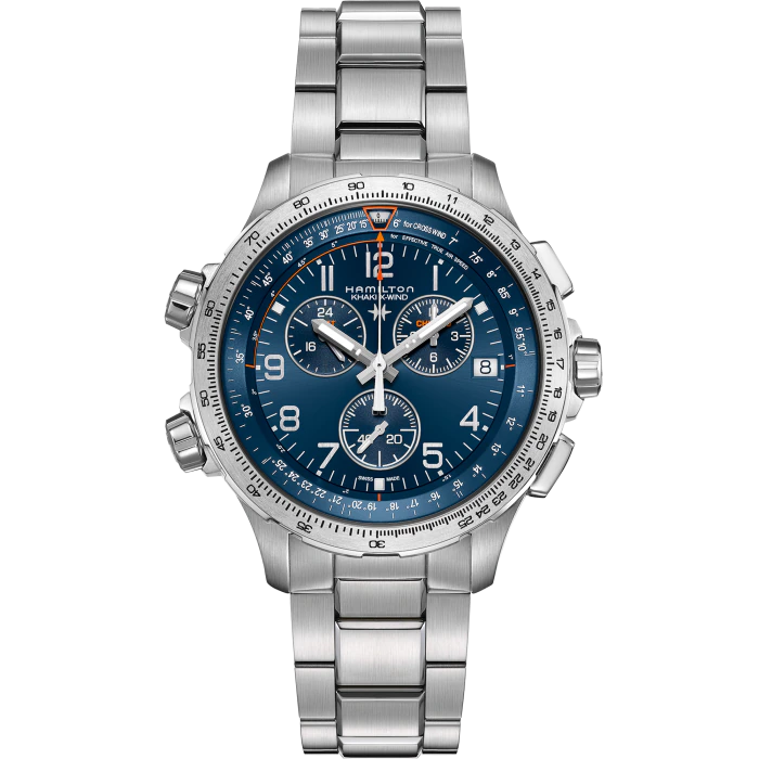 Men's watch / unisex  HAMILTON, Khaki Aviation X-Wind GMT Chrono Quartz / 46mm, SKU: H77922141 | watchphilosophy.co.uk