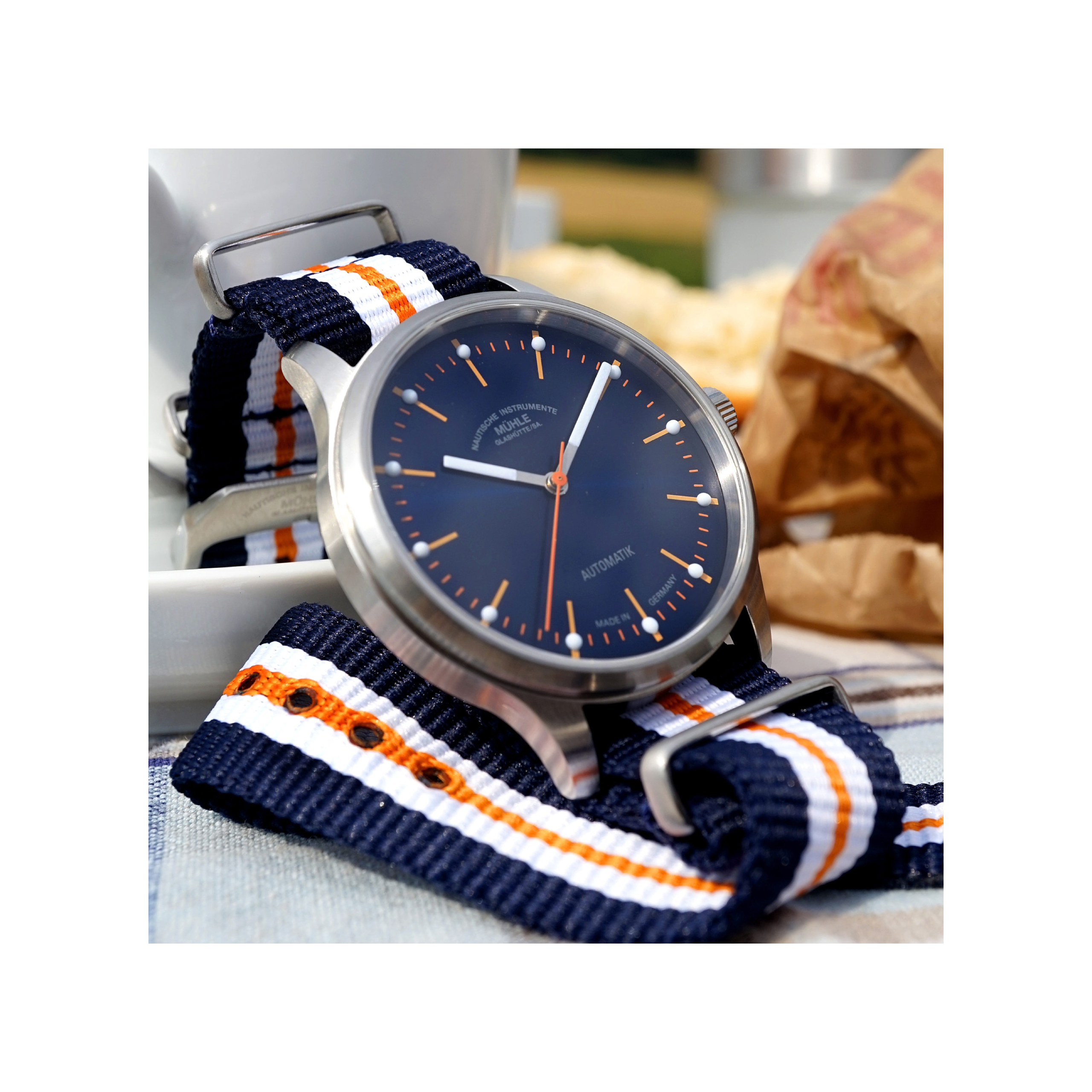 Men's watch / unisex MÜHLE-GLASHÜTTE, Panova Blue / 40 mm, SKU: M1-40-72-NB-I | watchphilosophy.co.uk