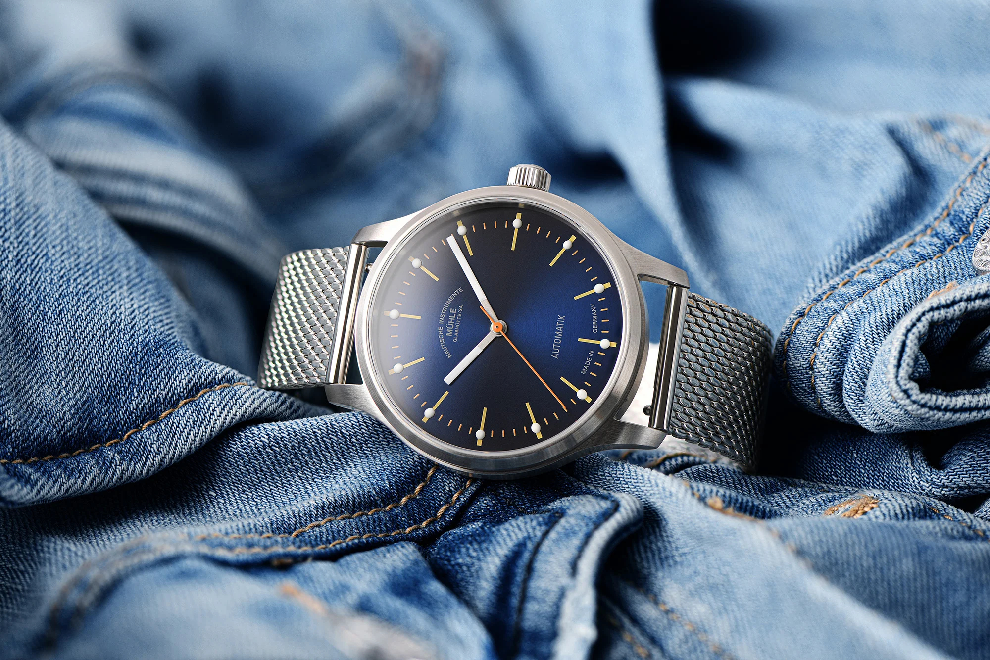Men's watch / unisex MÜHLE-GLASHÜTTE, Panova Blue / 40mm, SKU: M1-40-72-MB | watchphilosophy.co.uk