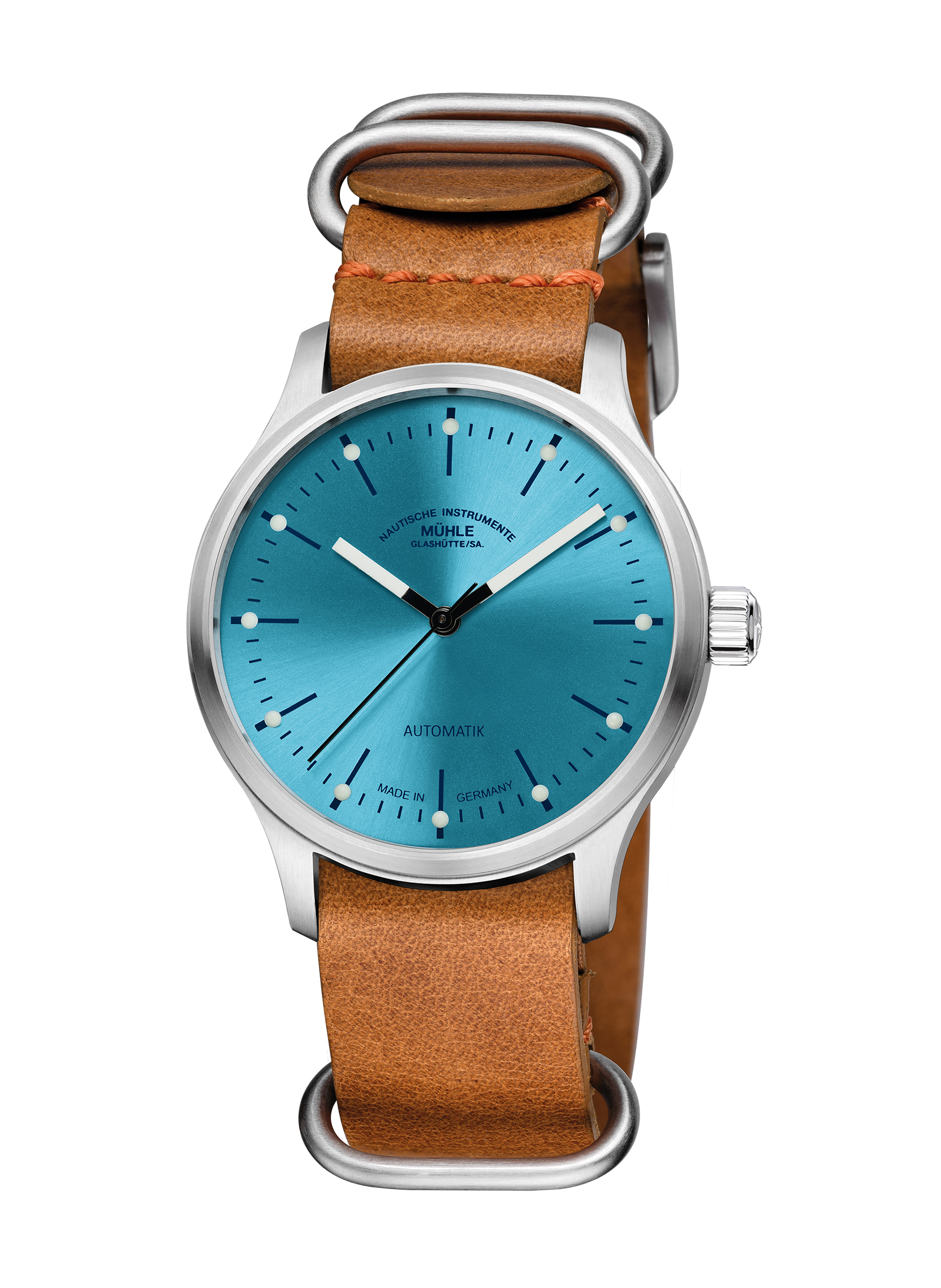 Men's watch / unisex MÜHLE-GLASHÜTTE, Panova Turquoise Blue / 40mm, SKU: M1-40-79-NB-L-II | watchphilosophy.co.uk