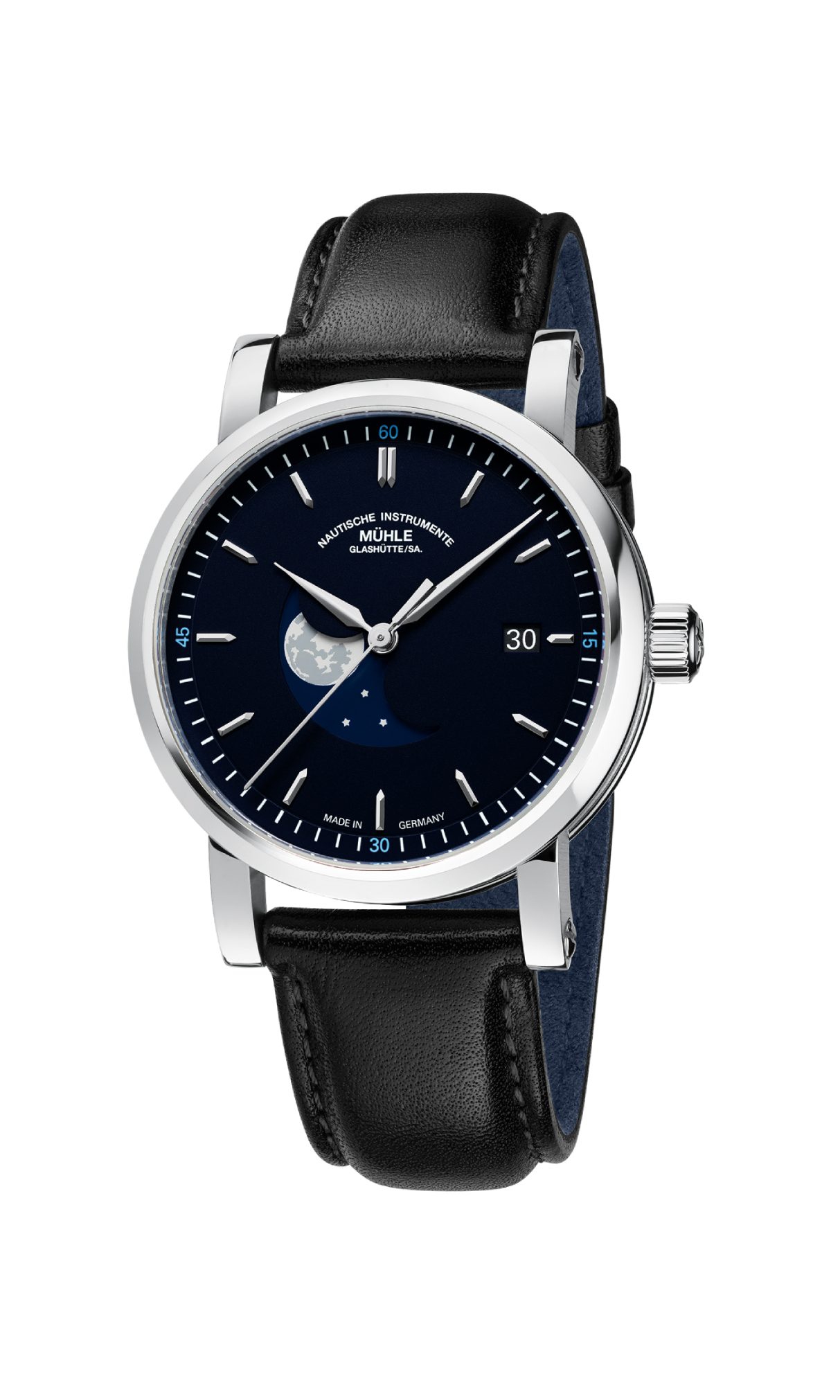 Men's watch / unisex MÜHLE-GLASHÜTTE, Teutonia IV BlueMoon / 39 mm, SKU: M1-44-62-LB | watchphilosophy.co.uk