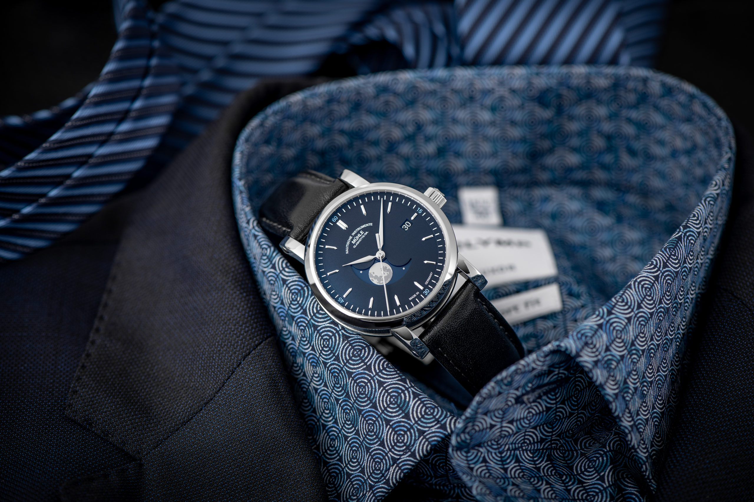 Men's watch / unisex MÜHLE-GLASHÜTTE, Teutonia IV BlueMoon / 39 mm, SKU: M1-44-62-LB | watchphilosophy.co.uk