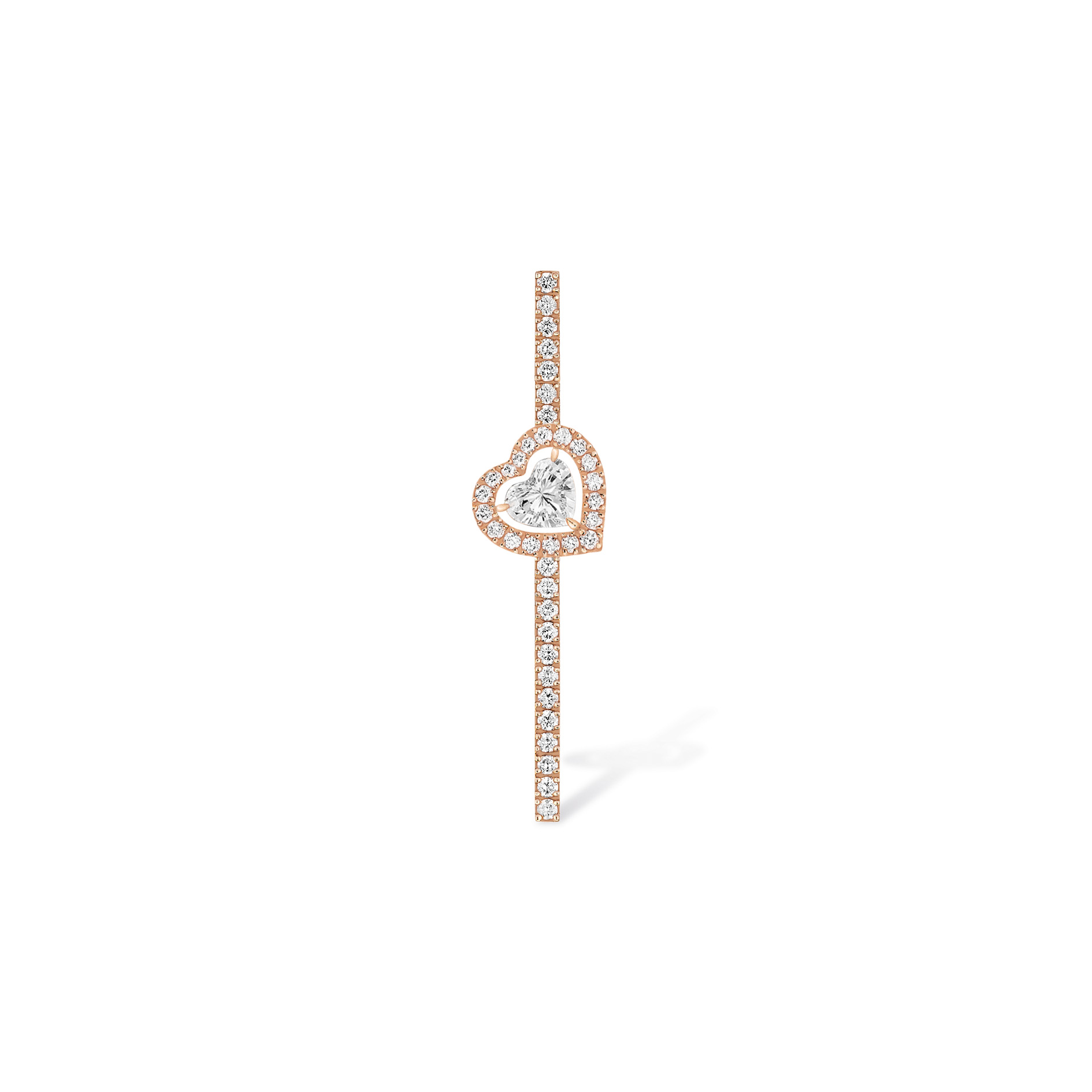 Women Jewellery  MESSIKA, Joy Cœur 0.15ct Single Pavé-Set Diamond Pink Gold Earring, SKU: 11433-PG | watchphilosophy.co.uk