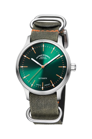 Men's watch / unisex MÜHLE-GLASHÜTTE, Panova Green / 40mm, SKU: M1-40-76-NB-II | watchphilosophy.co.uk