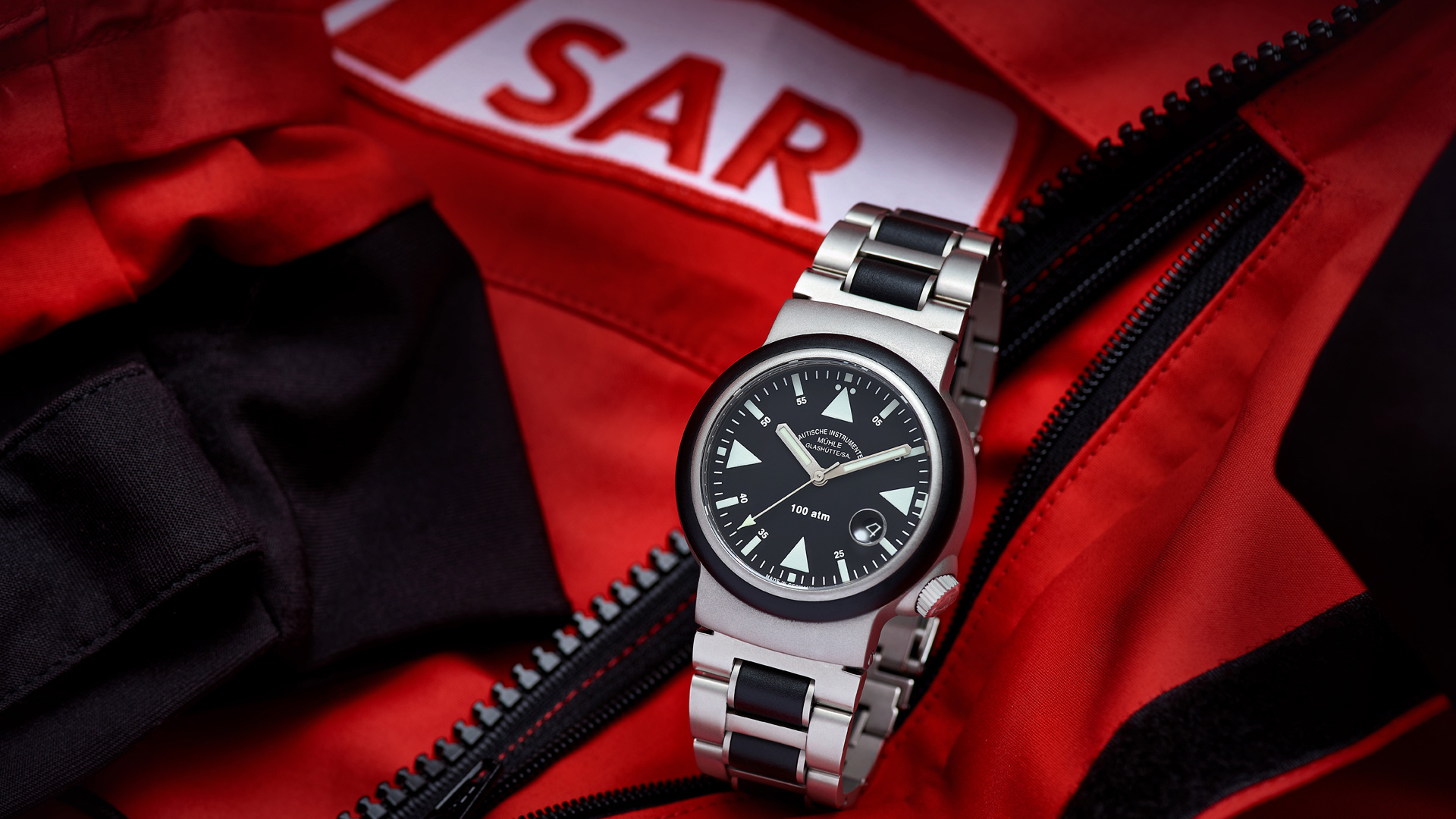 Men's watch / unisex MÜHLE-GLASHÜTTE, S.A.R. Rescue-Timer / 42 mm, SKU: M1-41-03-MB | watchphilosophy.co.uk