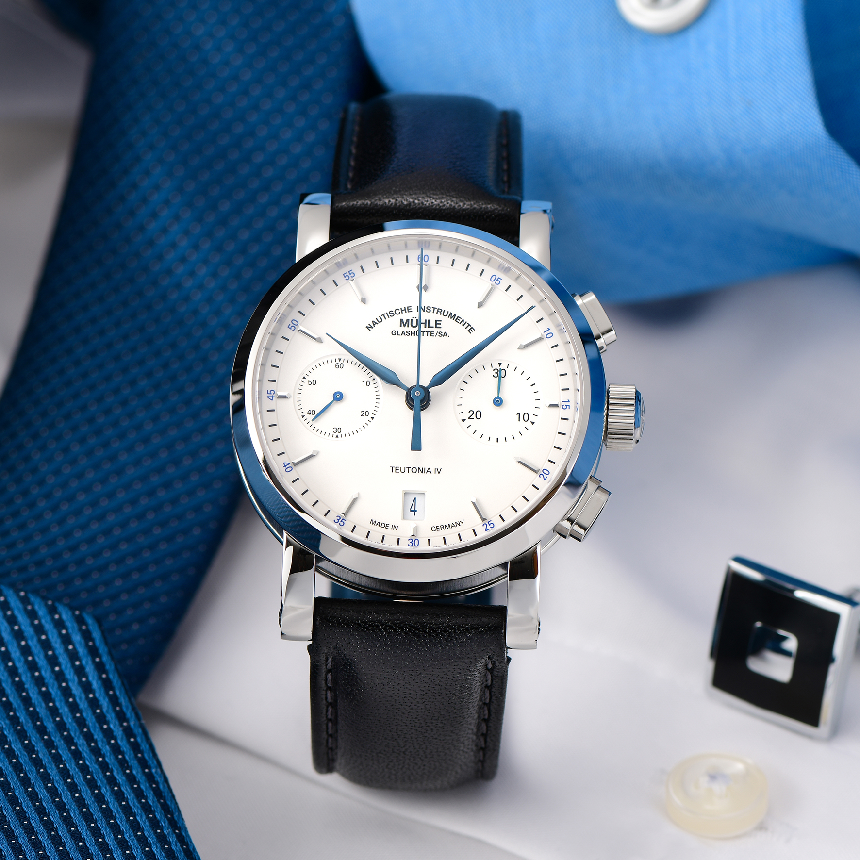Men's watch / unisex MÜHLE-GLASHÜTTE, Teutonia IV Chronograph / 39 mm, SKU: M1-44-35-LB | watchphilosophy.co.uk