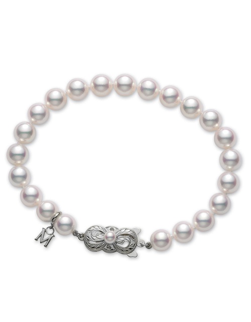 Women Jewellery MIKIMOTO, Akoya Pearl 7.0x6.5mm A1 Bracelet White Gold, SKU: UD70707WJPW | watchphilosophy.co.uk