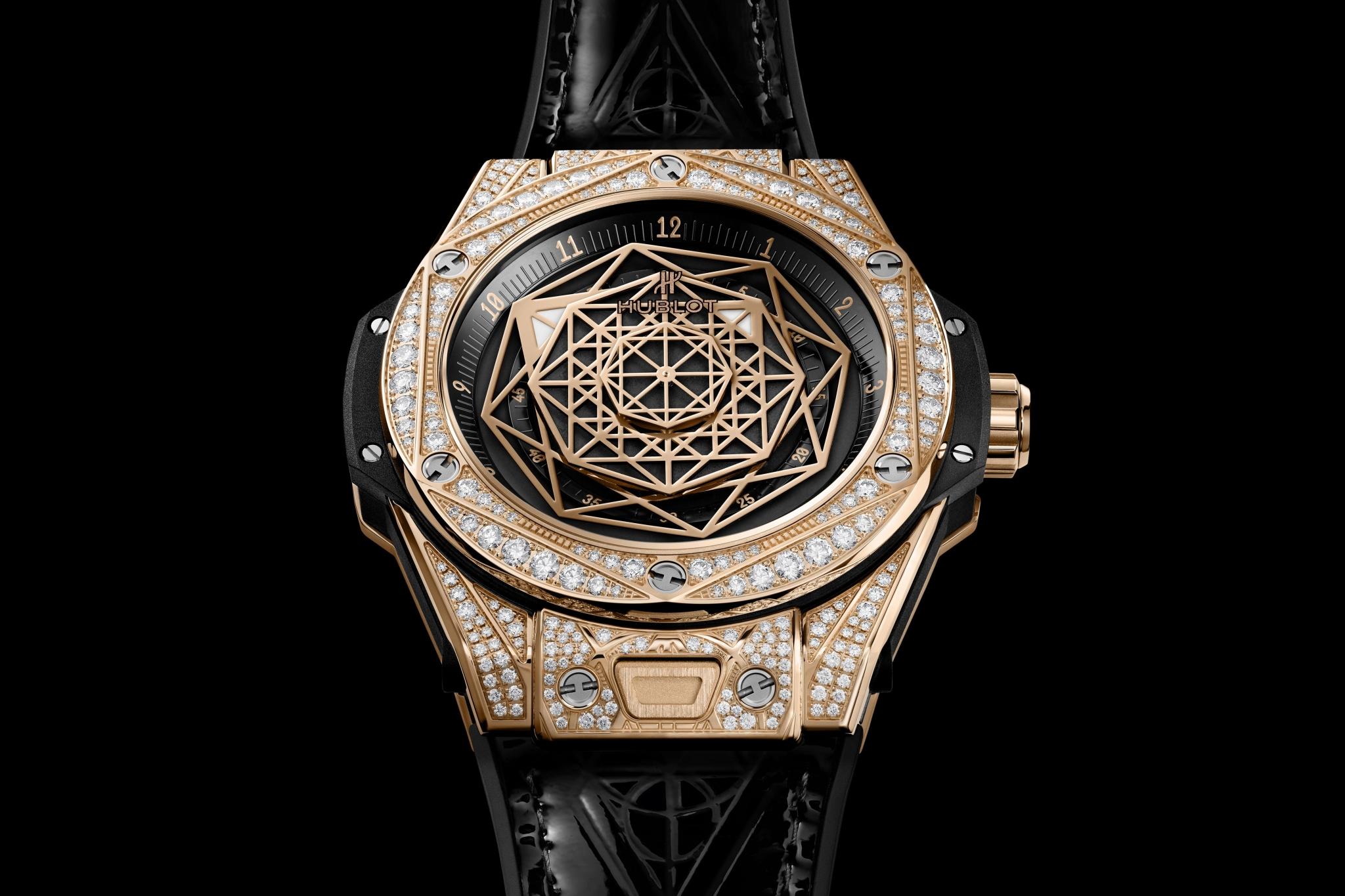 Men's watch / unisex HUBLOT, Big Bang Sang Bleu King Gold Pave / 39mm, SKU: 465.OS.1118.VR.1704.MXM18 | watchphilosophy.co.uk