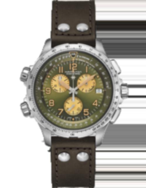 Men's watch / unisex HAMILTON, Khaki Aviation X-Wind GMT Chrono Quartz / 46mm, SKU: H77932560 | watchphilosophy.co.uk